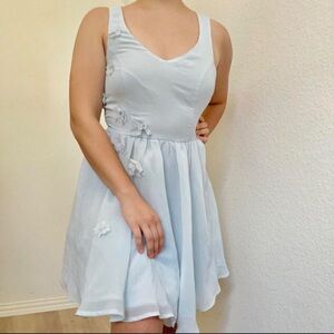LC Lauren Conrad Blue Sleeveless Scoop Neck Sundress